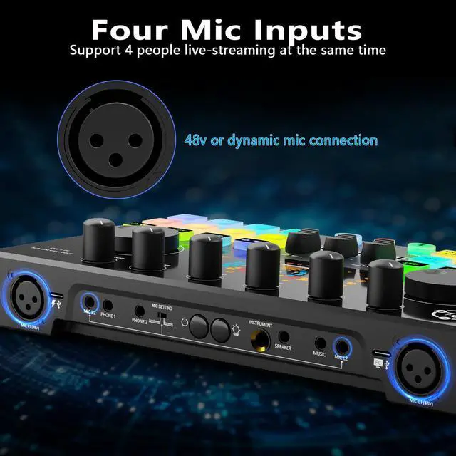 Alt view image 2 of 7 - Podcast Equipment Bundle for 2, Audio Interface with Condenser Microphone, Voice Change, DJ Mixer for Streaming, Podcast Recording COMMANDER M100 3rd