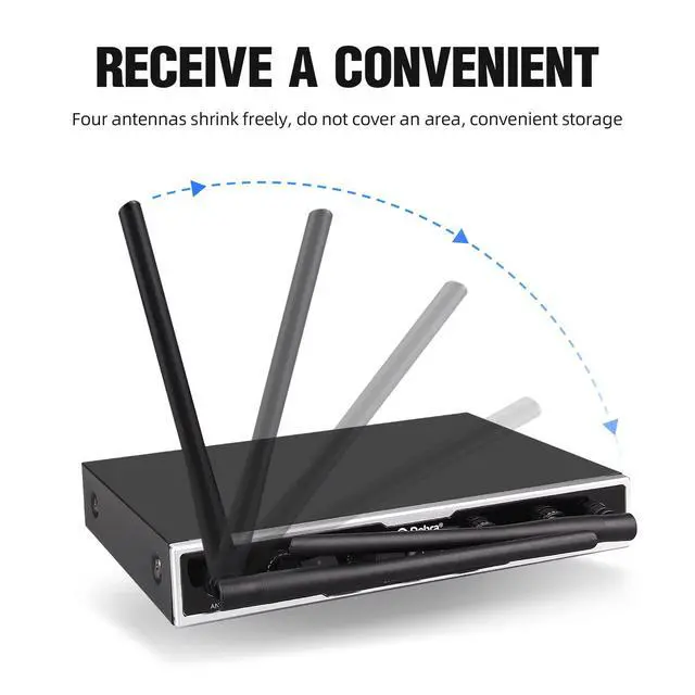 Alt view image 5 of 7 - Audio Pro DU4004 UHF 4 Channel Wireless Microphone System with Lavalier Headset Mics, Ideal for Meeting Church Speech (4 Bodypack)