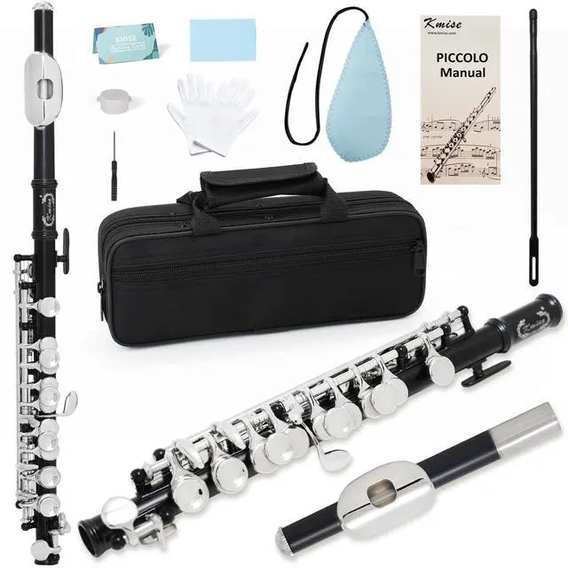 Main image of Closed Hole C Piccolo, Professional Nickel Silver Body with Bronze Finish, Includes Gig Bag, Manual and Cleaning Kit, for Beginners and School Bands (Matte Black)