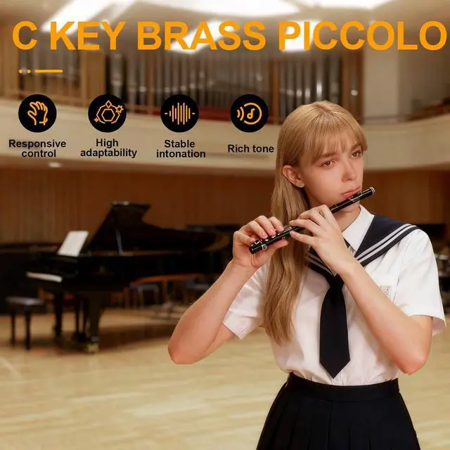 Alt view image 7 of 7 - Closed Hole C Piccolo, Professional Nickel Silver Body with Bronze Finish, Includes Gig Bag, Manual and Cleaning Kit, for Beginners and School Bands (Matte Black)