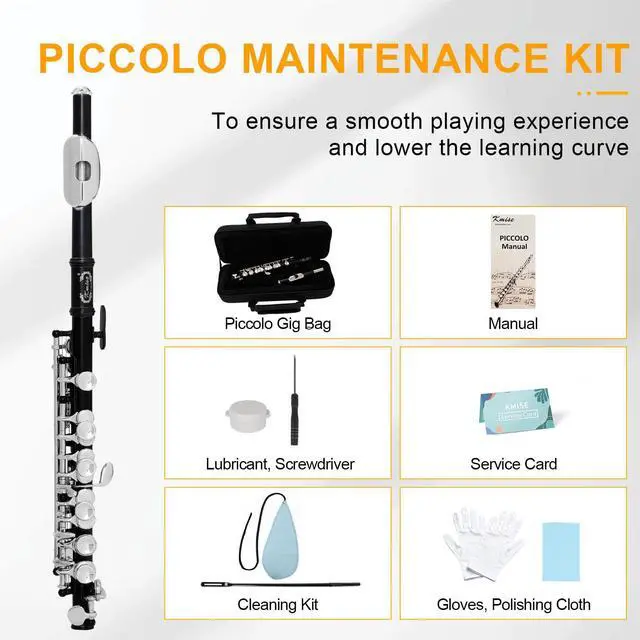 Alt view image 6 of 7 - Closed Hole C Piccolo, Professional Nickel Silver Body with Bronze Finish, Includes Gig Bag, Manual and Cleaning Kit, for Beginners and School Bands (Matte Black)