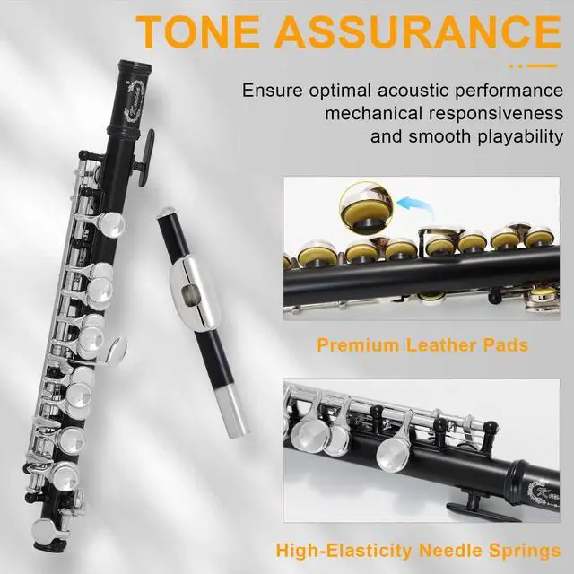 Alt view image 5 of 7 - Closed Hole C Piccolo, Professional Nickel Silver Body with Bronze Finish, Includes Gig Bag, Manual and Cleaning Kit, for Beginners and School Bands (Matte Black)