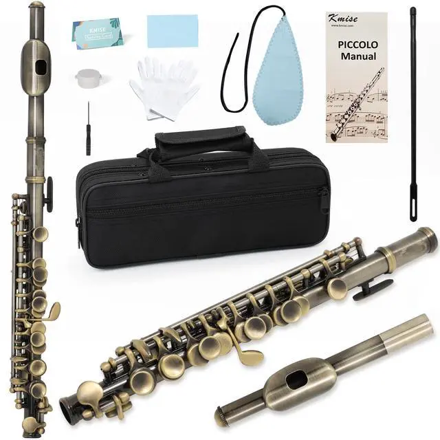 Main image of Closed Hole C Piccolo, Professional Nickel Silver Body with Bronze Finish, Includes Gig Bag, Manual and Cleaning Kit, for Beginners and School Bands (Bronze)