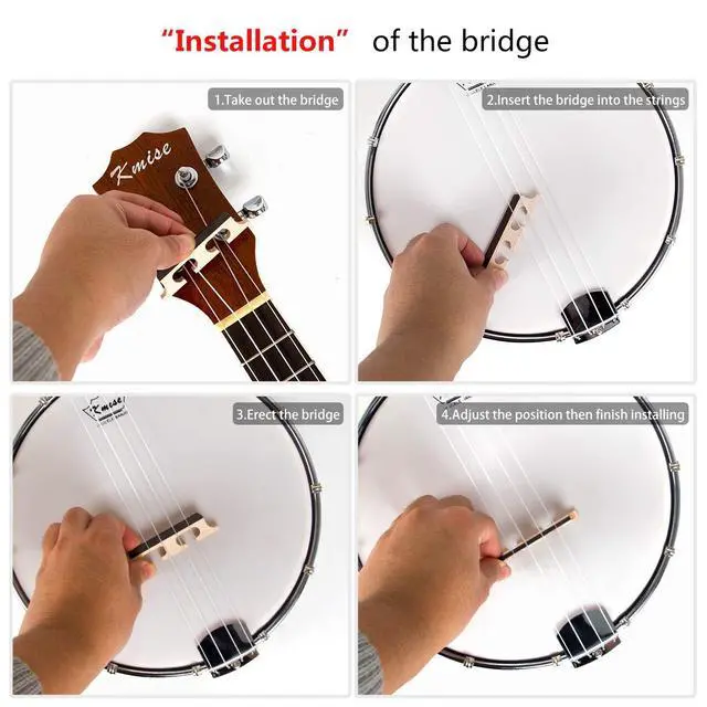 Alt view image 6 of 7 - Banjo Ukulele Concert Size 23 Inch With Bag Tuner Strap Strings Pickup Picks Ruler Wrench Bridge (Beige)