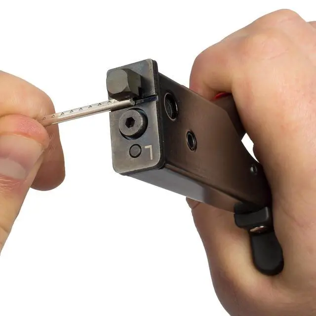 Alt view image 2 of 4 - Fret Tang Nipper - Guitar Fretwire Undercutting Tool with Interchangeable Tables for Bound & Unbound Fretboards - Professional Luthier Fretwork Tool