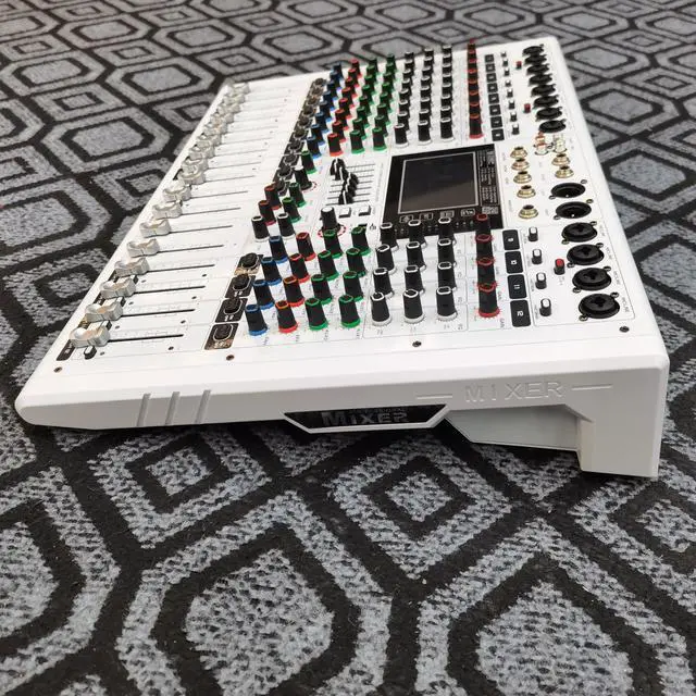 Alt view image 3 of 7 - GF12 PRO Multi-Function 12-Channel Audio Mixer Large LCD Color Screen Stage Performance Mixer Isolated Independent Mute Built-in 7-Stage Equalizer and 99 Reverb DJ Mixer for Performances