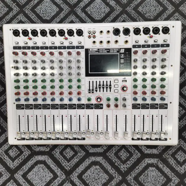 Alt view image 2 of 7 - GF12 PRO Multi-Function 12-Channel Audio Mixer Large LCD Color Screen Stage Performance Mixer Isolated Independent Mute Built-in 7-Stage Equalizer and 99 Reverb DJ Mixer for Performances