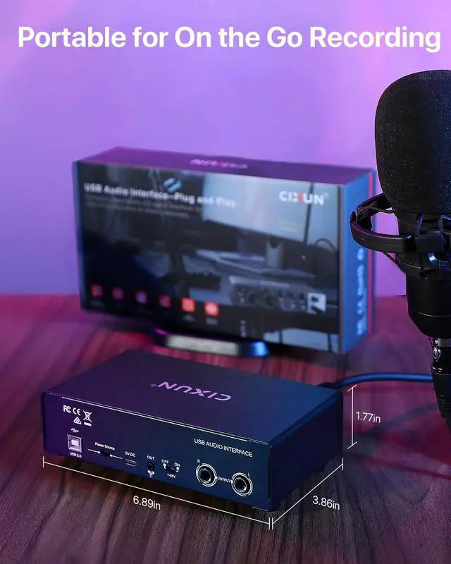 Alt view image 4 of 7 - 2x2 USB-C Audio Interface for PC/Mac Recording, 24-bit/192kHz, Dual TS/XLR Inputs, +48V Phantom Power, Studio/Podcast/Streaming (Matte Black)