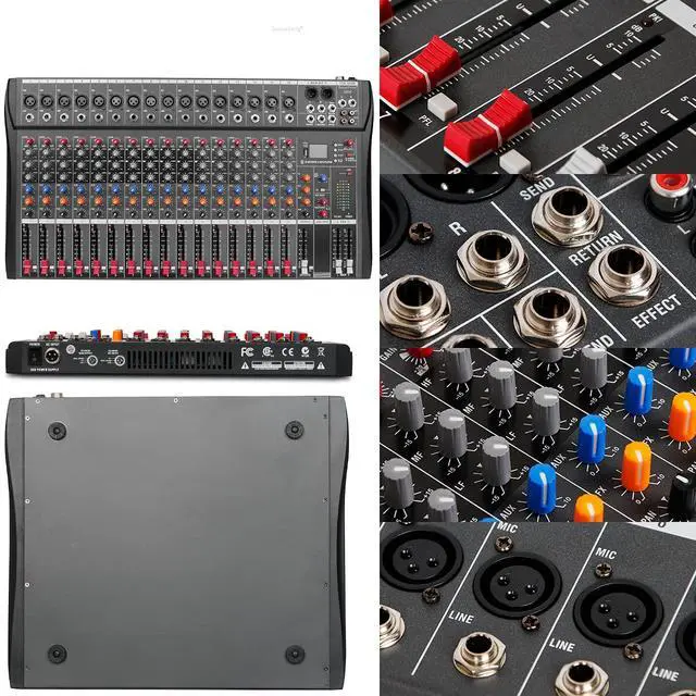 Alt view image 3 of 7 - Depensheng DX16 DJ Sound Controller Interface w/USB Drive for Computer Recording 16-Channel Studio Audio Mixer - XLR Microphone Jack, 48V Power, RCA Input/Output for Professional and Beginners