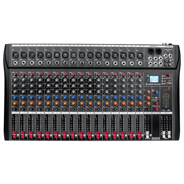 Main image of Depensheng DX16 DJ Sound Controller Interface w/USB Drive for Computer Recording 16-Channel Studio Audio Mixer - XLR Microphone Jack, 48V Power, RCA Input/Output for Professional and Beginners