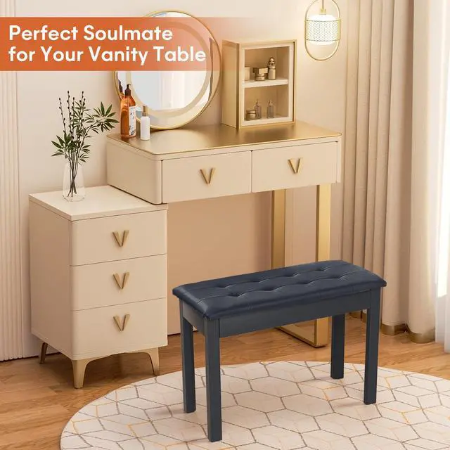 Alt view image 7 of 7 - Duet Piano Bench Wooden Keyboard Bench with Storage Compartment, 29'' Piano Chair Seat with Padded Cushion, Long Piano Stool Black