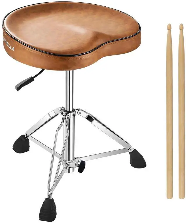 Main image of Saddle Drum Stool, Heavy Duty Hydraulic Drum Throne, Ergonomic Memory Foam Drum Seat, Adjustable Drum Chair Anti-Slip Base, Drum Saddle Bench for Drummers(Brown)