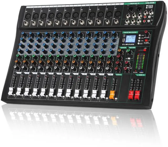 Main image of 12 Channel Audio Mixer,Professional Sound Board DJ Mixer(CT120) | 48V Phantom Digital Effect,3-band EQ,Bluetooth DJ Mixing Console System,Sound Mixer for PC Podcast Studio Streaming Recording