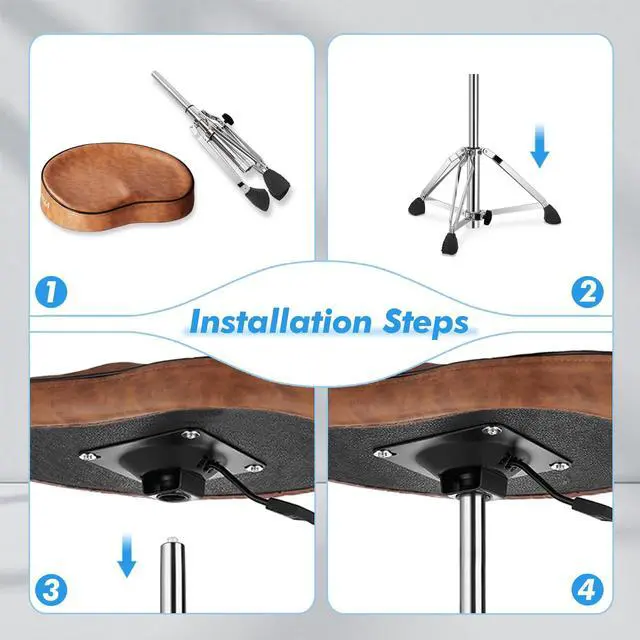 Alt view image 5 of 6 - Saddle Drum Stool, Heavy Duty Hydraulic Drum Throne, Ergonomic Memory Foam Drum Seat, Adjustable Drum Chair Anti-Slip Base, Drum Saddle Bench for Drummers(Brown)