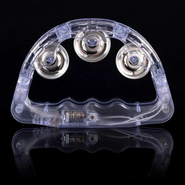 Alt view image 6 of 7 - LED Light Up Musical Tambourines: Handheld Music Flashing Tambourine Glow In The Dark Party Supplies - Led Tambourines Percussion Instrument for Adult Bar (White, 24 PCS)