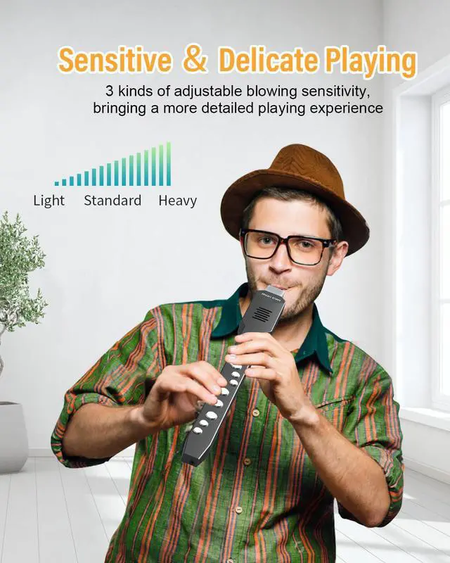 Alt view image 4 of 7 - Electronic Wind Instrument, DC02 Pro Digital Wind Instrument with 10 Musical Tones, MIDI Bluetooth, Built-in Battery, EWI Instrument for Beginners, Black