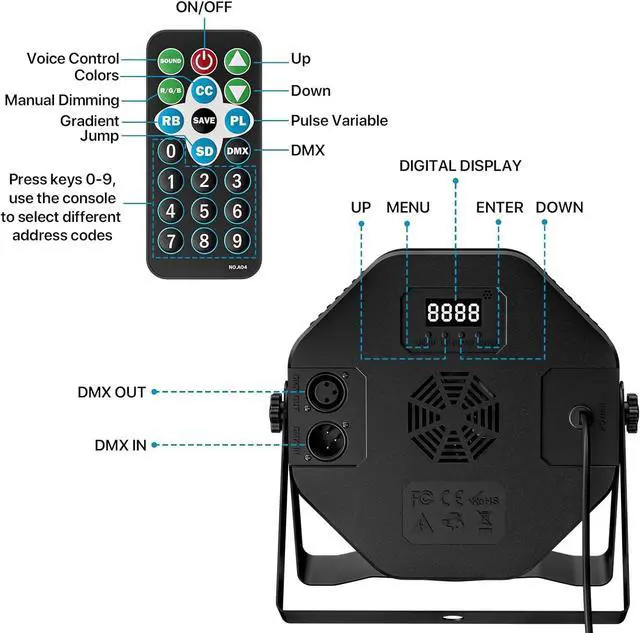 Alt view image 6 of 7 - 36LED Par Lights DJ Stage Light Corded RGB with Sound Activated Control Uplighting for Wedding Party Club Christmas Stage Lighting Apparatus4-Packs(DJ - Light)