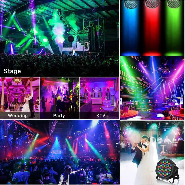 Alt view image 7 of 7 - 36LED Par Lights DJ Stage Light Corded RGB with Sound Activated Control Uplighting for Wedding Party Club Christmas Stage Lighting Apparatus4-Packs(DJ - Light)