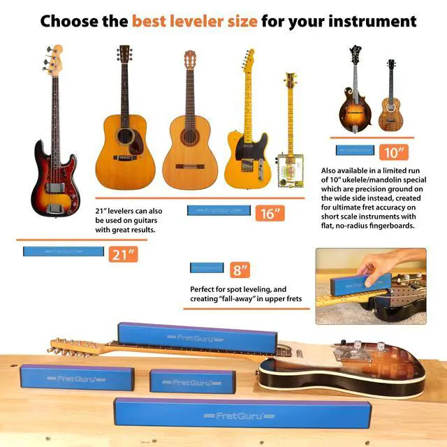 Alt view image 4 of 7 - Sanding Beam Fret Leveler (16" ~400mm) Professional guitar luthier leveling file includes 240, 320, 400, 600 Grit Advanced Film -Backed Ceramic Sandpaper naphtha based adhesive remover wipes
