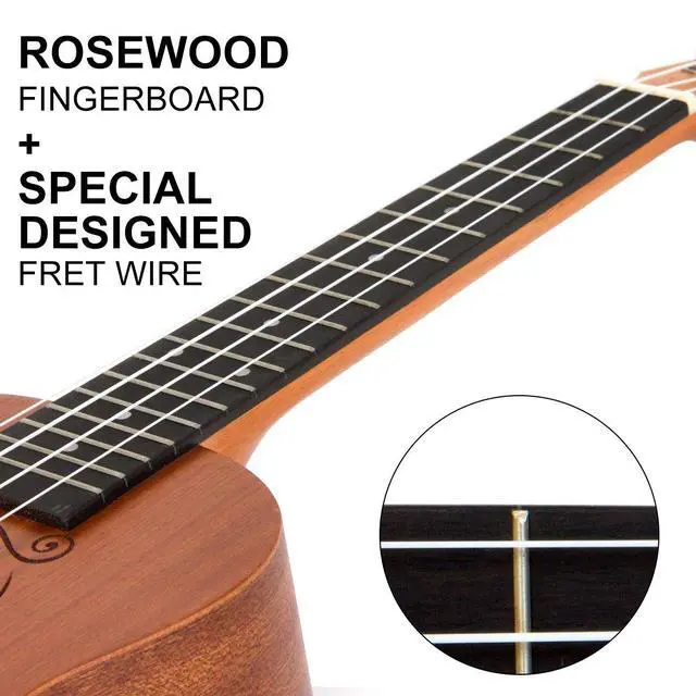 Alt view image 3 of 7 - Concert Ukulele Uke Acoustic Hawaiian Guitar 23 Inch 18 Frets Mahagany With Ukelele Bag and Tuner