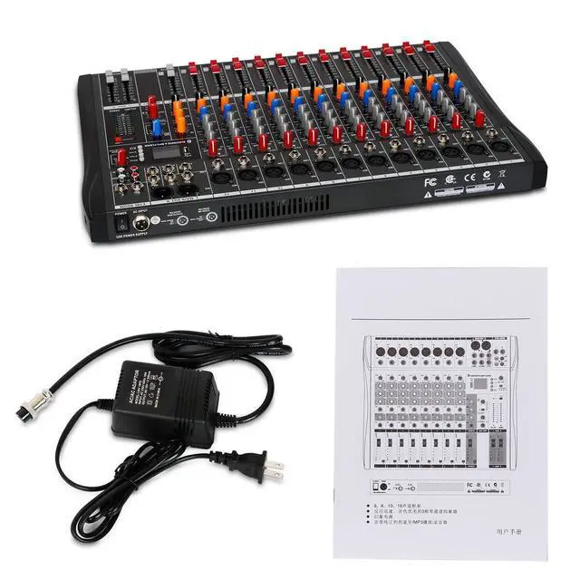 Alt view image 7 of 7 - Audio Mixer Professional 12 channel,DX12 Sound Board DJ Mixing Console System Interface USB MP3 Input Bluetooth 48V Phantom Power,Black, USB Audio Mixer for PC,for Studio Karaoke Live Music