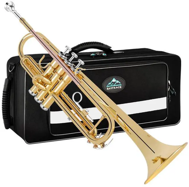 Main image of Bb Trumpet Standard Trumpet Set with Carrying Case,Gloves, 7C Mouthpiece, Cleaning Kit, Tuning Rod (GOLD/Phosphor Copper)
