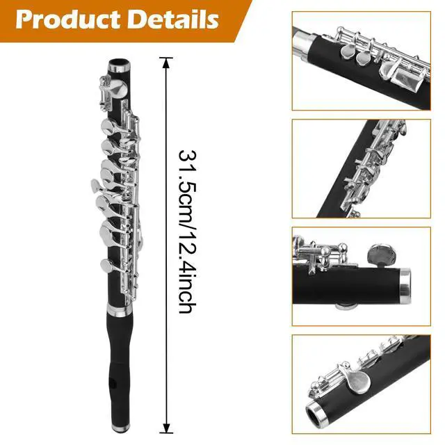 Alt view image 5 of 7 - Segolike 1Set Piccolo Flute Instruments W/Wood Case Cleaning Cloth Screwdriver