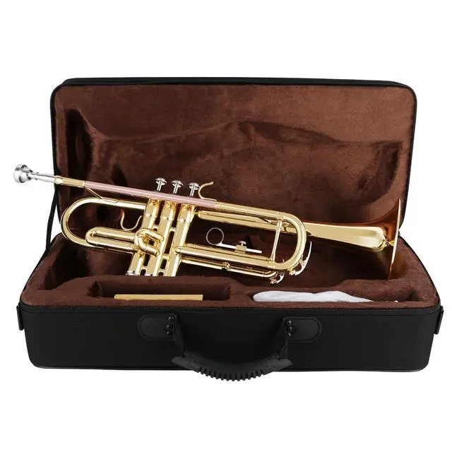 Alt view image 6 of 7 - Bb Trumpet Standard Trumpet Set with Carrying Case,Gloves, 7C Mouthpiece, Cleaning Kit, Tuning Rod (GOLD/Phosphor Copper)