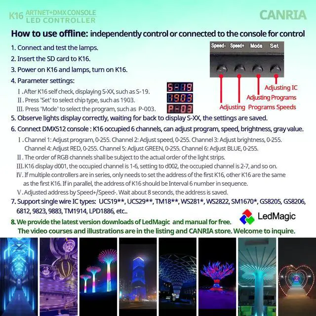 Alt view image 4 of 6 - K16 ARTNET+DMX CONSOLE LED CONTROLLER, Professional Lighting Control, Suitable for SPI TTL, Online Offline, Addressable Programmable, Perfect for Concerts, DJ Performances, Weddings, Event, etc
