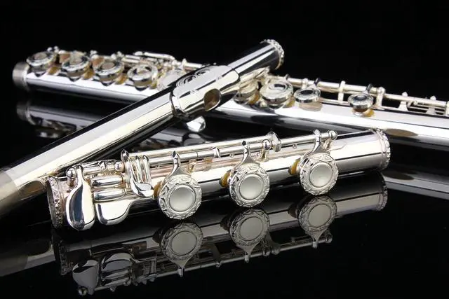 Alt view image 7 of 7 - HAND-ENGRAVED SILVER PLATED HIGH GRADE FLUTE 17 Hole OPEN/CLOSED C Flute With Case, Tuning Rod and Cloth and Gloves,HIGH GRADE HAND ENGRAVED