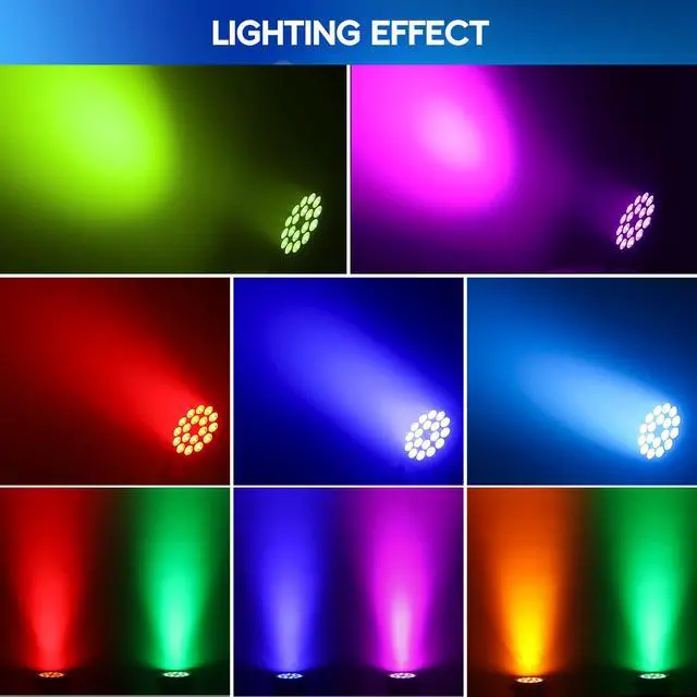 Alt view image 4 of 7 - 18x18W RGBWAUV LED Stage Par Lights for Stage Party Weddings, 2S | High Power,CRI>95,Aluminum Alloy Shell,RGB+Lime+Amber+UV,Cooling Fan,Auto/Sound/DMX512/Master-slave Mode,Long Lifespan