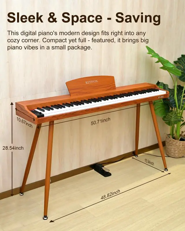 Alt view image 7 of 7 - SP88G Digital Piano Keyboard with Stand & Sustain Pedal, 88 key Semi Weighted Electric Piano for Beginners and Adults, 800 Tones, 600 Rhythms, 80 Demo Songs with Headphones, USB-MIDI