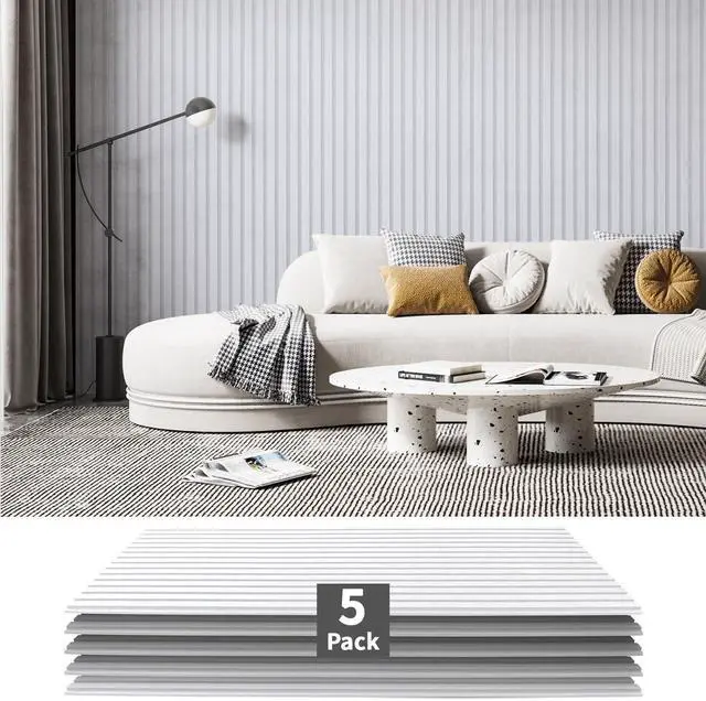Main image of Acoustic Panels, 48" X 24" X 0.71", White, 5 Pack | Soundproof Wall Panels, Self Adhesive, High Density Sound Absorbing, Acoustic Treatment for Recording Studio, Office