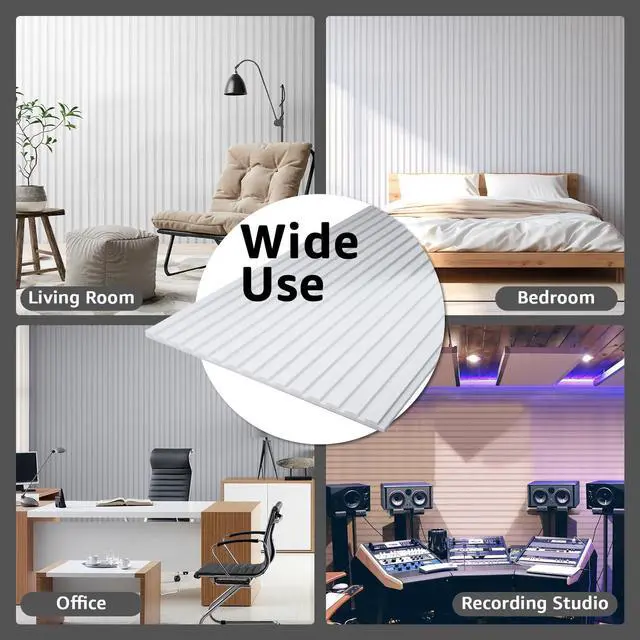 Alt view image 6 of 7 - Acoustic Panels, 48" X 24" X 0.71", White, 5 Pack | Soundproof Wall Panels, Self Adhesive, High Density Sound Absorbing, Acoustic Treatment for Recording Studio, Office