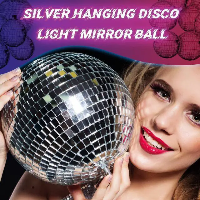 Alt view image 5 of 7 - 8 Pcs Large Disco Ball Set Silver Mirror Disco Reflective Ball with Hanging Ring Party Ornament Decoration for Stage Club Ballroom Dance Hall Wedding Prom Props(8'', 6'', 4'')