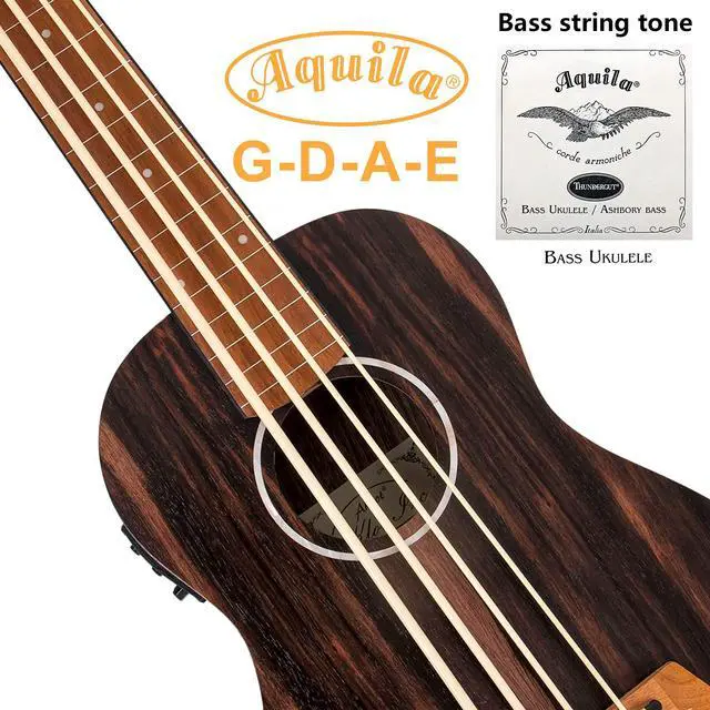 Alt view image 3 of 7 - Electric Bass Ukulele, Baritone Fretless Ukelele Bass Uke 30 inch Ebony African Blackwood Professional E-A-D-G with Gig Bag Strap for Beginner Advanced