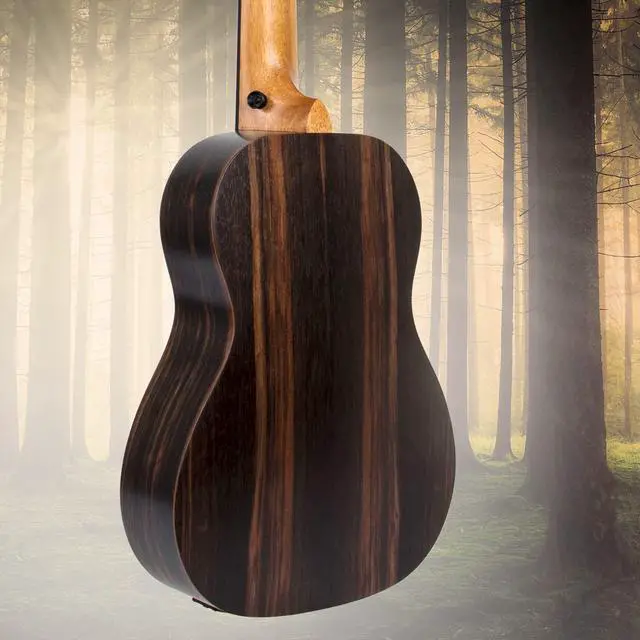 Alt view image 2 of 7 - Electric Bass Ukulele, Baritone Fretless Ukelele Bass Uke 30 inch Ebony African Blackwood Professional E-A-D-G with Gig Bag Strap for Beginner Advanced