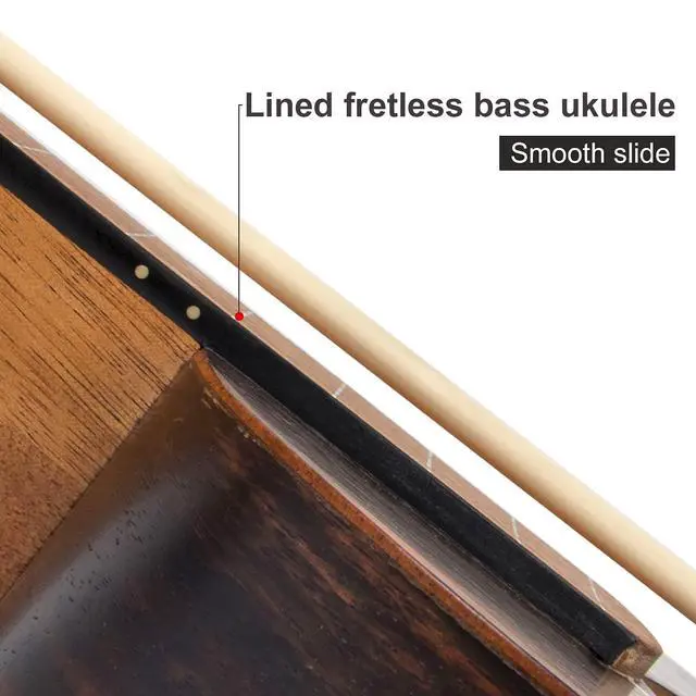 Alt view image 7 of 7 - Electric Bass Ukulele, Baritone Fretless Ukelele Bass Uke 30 inch Ebony African Blackwood Professional E-A-D-G with Gig Bag Strap for Beginner Advanced