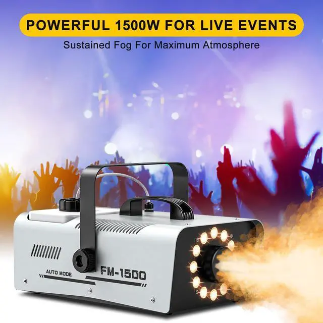 Alt view image 3 of 7 - Fog Machine Outdoor Halloween, 1500W 20000CFM Smoke Machine with LED Lights | 2L Tank, 13 Colors & 4 Light Modes, Dual Wireless Remotes, Ideal for Indoor Parties, Stages, Weddings, DJ, Events