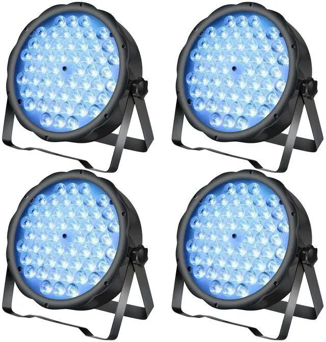 Main image of LED Par Lights 54 x 1.5W, RGB Stage Lights DMX DJ Lighting Sound Activated with Stand, Strobe Light & Wash Par Lighting DMX for Parties, Church, Wedding, Bars, 4 Pack