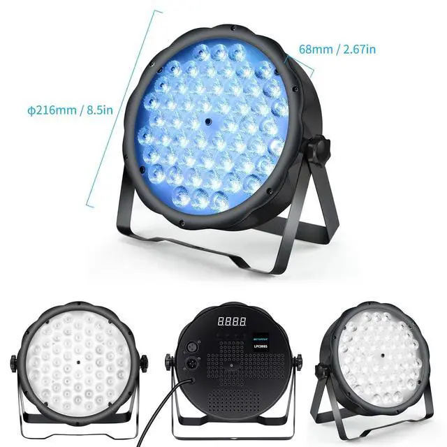 Alt view image 5 of 7 - LED Par Lights 54 x 1.5W, RGB Stage Lights DMX DJ Lighting Sound Activated with Stand, Strobe Light & Wash Par Lighting DMX for Parties, Church, Wedding, Bars, 4 Pack