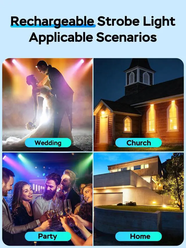 Alt view image 5 of 7 - Mini Rechargeable Par Lights, Wireless 12 RGB Battery Powered Stage Lights, Sound Activated Remote Control Par Can Uplights for Indoor Events Wedding Party Church Club Stage Lighting, 4 Pack