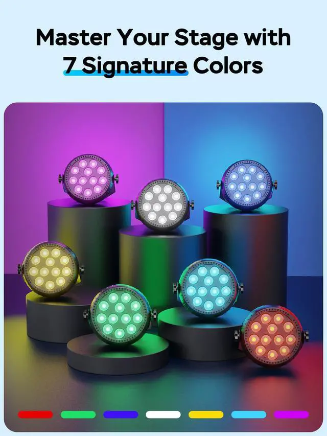Alt view image 7 of 7 - Mini Rechargeable Par Lights, Wireless 12 RGB Battery Powered Stage Lights, Sound Activated Remote Control Par Can Uplights for Indoor Events Wedding Party Church Club Stage Lighting, 4 Pack