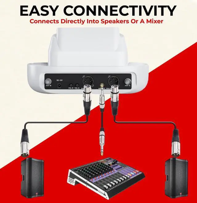 Alt view image 4 of 7 - Karaoke Microphone Set - Wireless Microphones with UHF 2x100 Channel Receiver, High-Fidelity Sound, Anti-Jamming, Rechargeable Mics for Music Lovers - Microfonos Inalambricos Professional