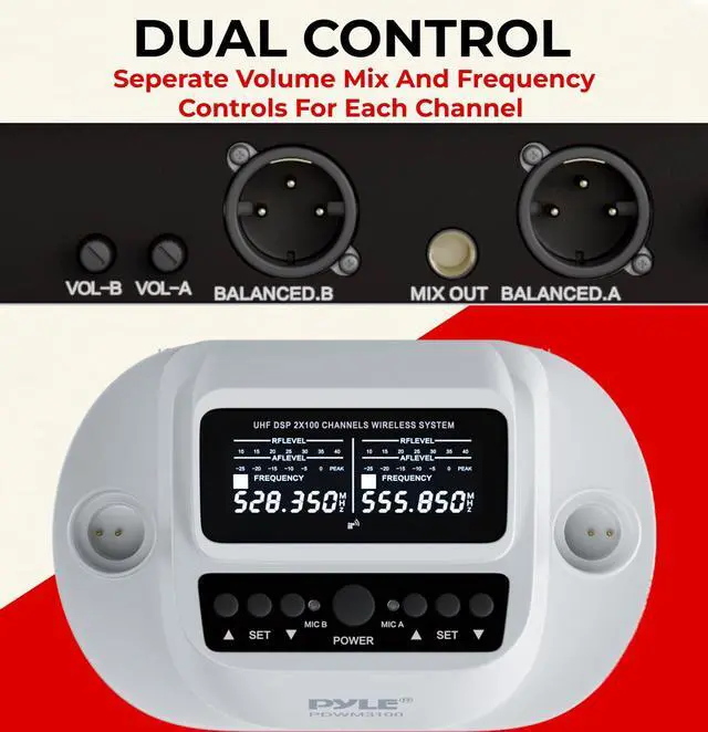 Alt view image 3 of 7 - Karaoke Microphone Set - Wireless Microphones with UHF 2x100 Channel Receiver, High-Fidelity Sound, Anti-Jamming, Rechargeable Mics for Music Lovers - Microfonos Inalambricos Professional