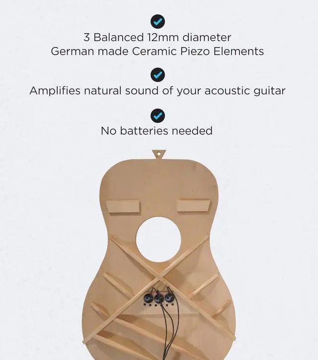 Alt view image 2 of 6 - Passive Piezo Acoustic Pickup EP101KM | Three Balanced German-made Passive Pickup Elements, Piezo Pickup for Acoustic Guitars (Ceramic)