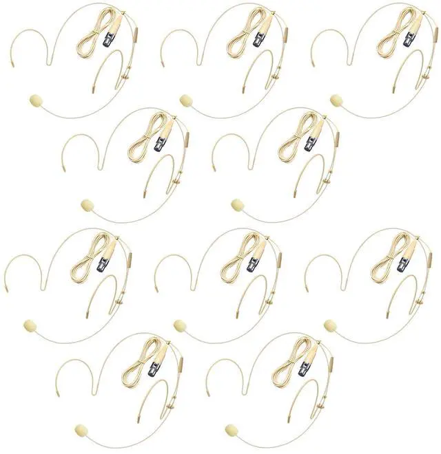 Main image of 10 Pack Headset/Headworn Microphone Double Over Ear Earset Micophone for Singing Hands-Free Head Hanging Condenser Omnidirectional Mic for Shure,4 Pin Mini XLR,1.5M Cable,Windscreen