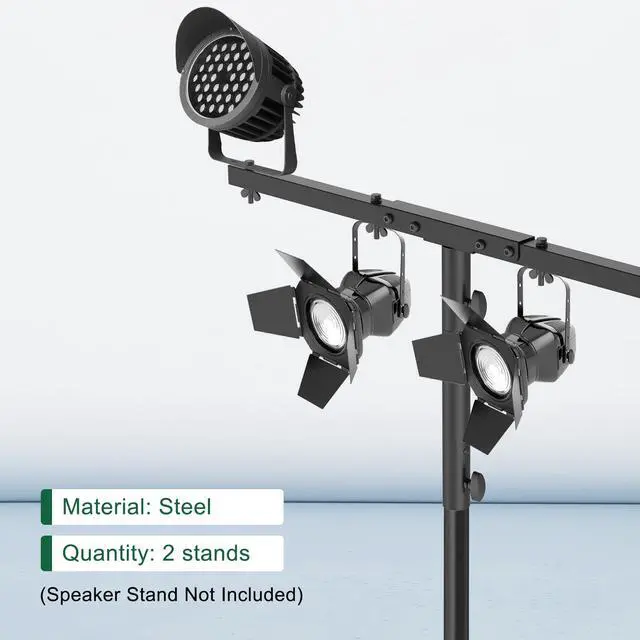 Alt view image 3 of 7 - DJ Light Stand T-Bar Cross Bar with Extended Pole Mount, Set of 2 | for Par Light Stage Stand Tripod, Lift by 10.6" Speaker Adapters