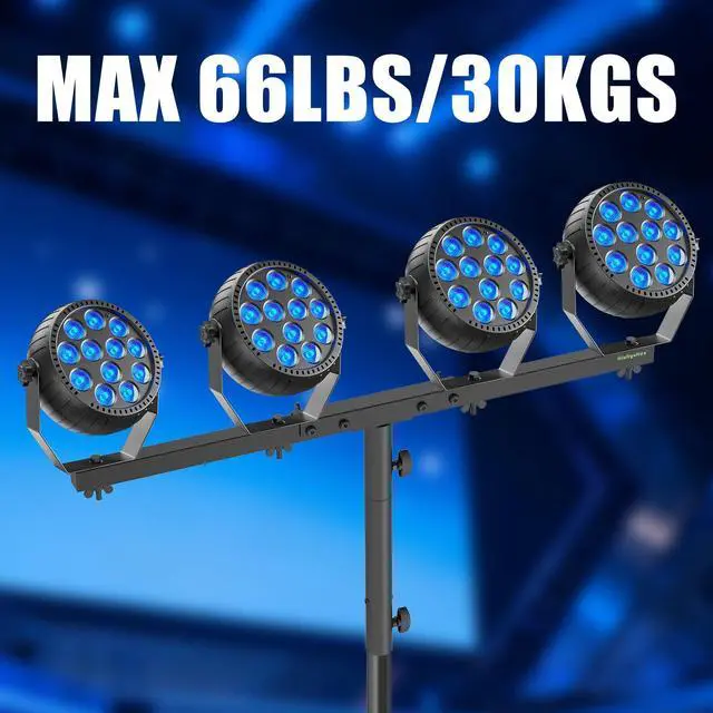 Alt view image 6 of 7 - DJ Light Stand T-Bar Cross Bar with Extended Pole Mount, Set of 2 | for Par Light Stage Stand Tripod, Lift by 10.6" Speaker Adapters