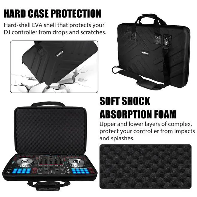 Alt view image 3 of 7 - DJ Case - 27.2"x15.7"x4" - Fits Pioneer DJ Controller RX,SX,SX2,SX3/DDJ-FLX6/Denon MC7000 - Hard Shell Traveling Case - EVA Protection - For DJ Equipment